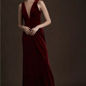 Jenny Yoo Logan Velvet Dress Dark Berry Size 4 (Altered for 5'2") BHLDN